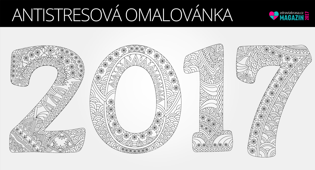 Antistresová omalovánka 2017. Tento obrázek je pouze náhled. Pro kvalitní vytištění a následné vymalování využijte odkaz v bodu 1 pod obrázkem.