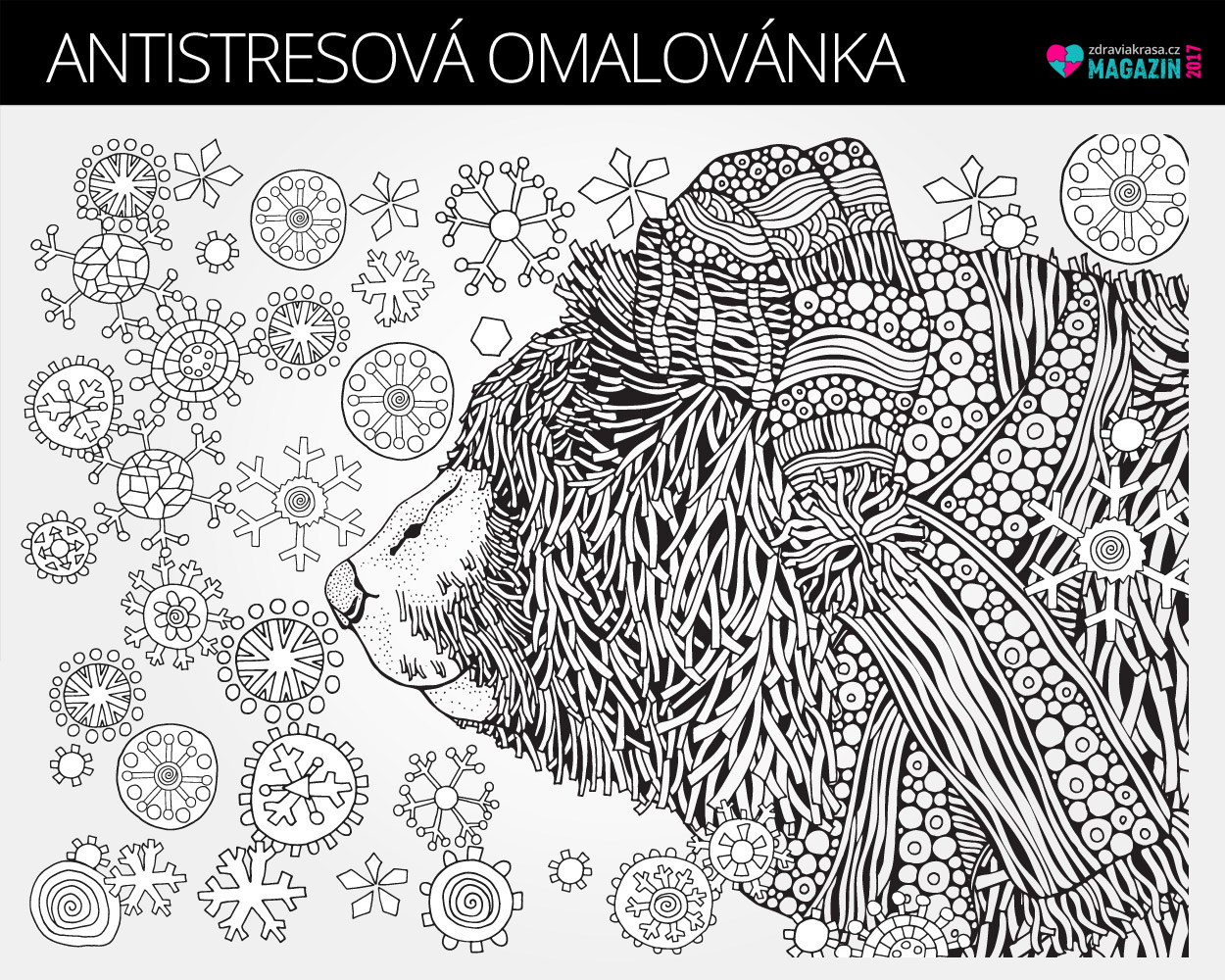 Antistresová omalovánka 2017. Tento obrázek je pouze náhled. Pro kvalitní vytištění a následné vymalování využijte odkaz v bodu 1 pod obrázkem.