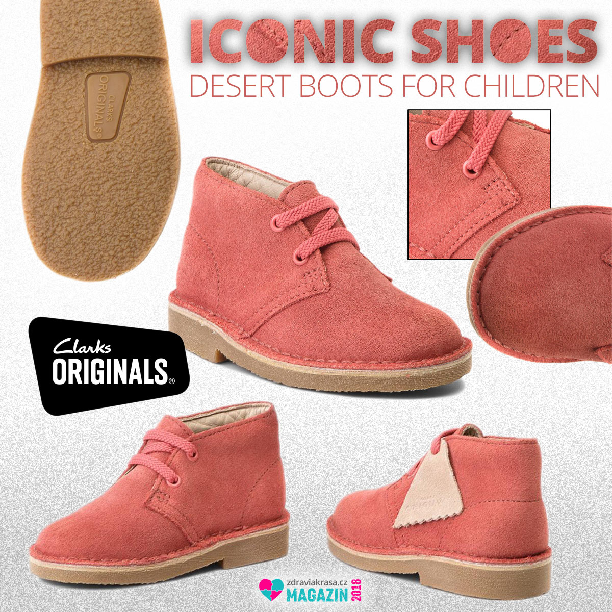 Ikonické boty Desert Boots od Clarks – tentokrát jako Desert Boots pro děti.
