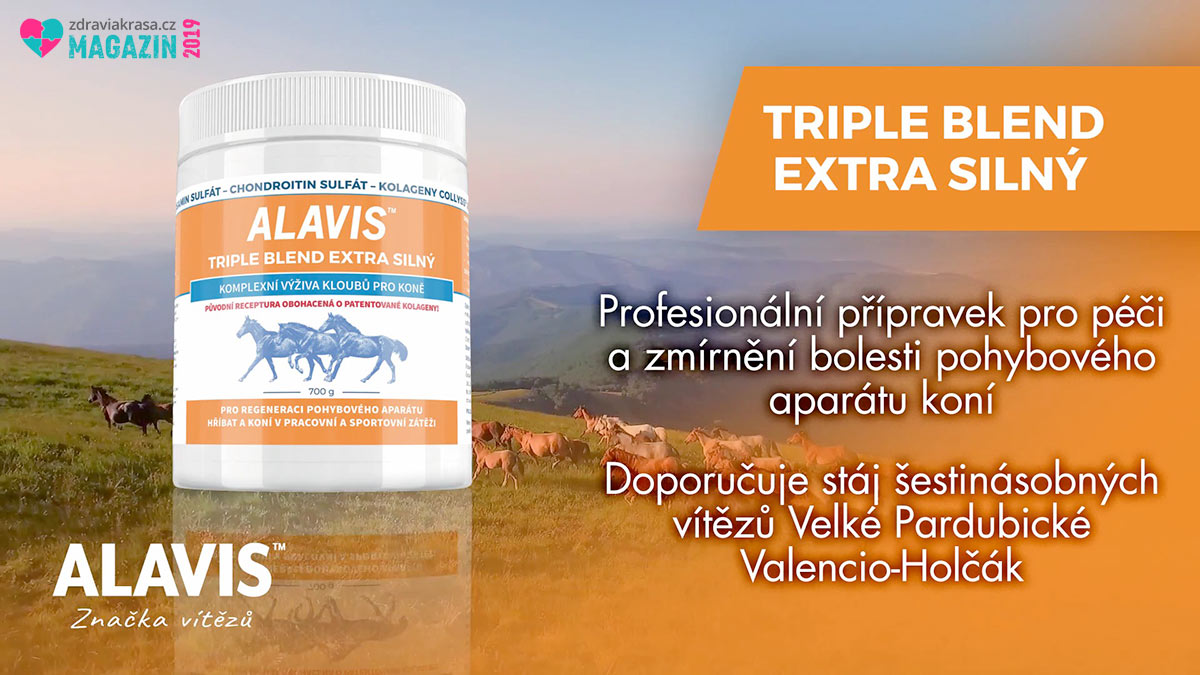 Alavis Triple Blend Extra silný je vhodný i pro hříbata, nebo jako doplněk stravy pro dospělé koně.
